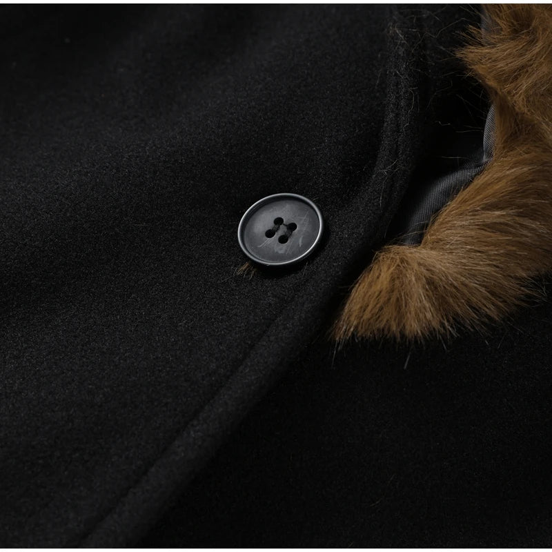 Warm Faux Fur Patchwork Belt Coats Women Lapel Full Sleeve Lace Up Black Jackets 2026 Winter Lady Fashion Street Outwears