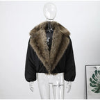 Warm Faux Fur Patchwork Belt Coats Women Lapel Full Sleeve Lace Up Black Jackets 2026 Winter Lady Fashion Street Outwears