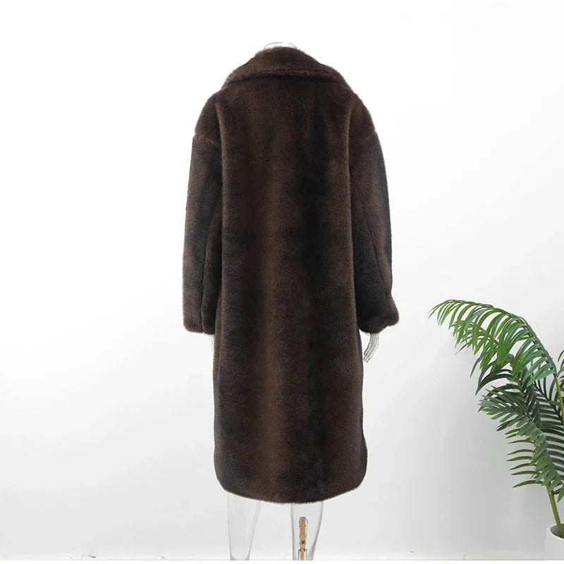Neve Long Fur Trench Coat