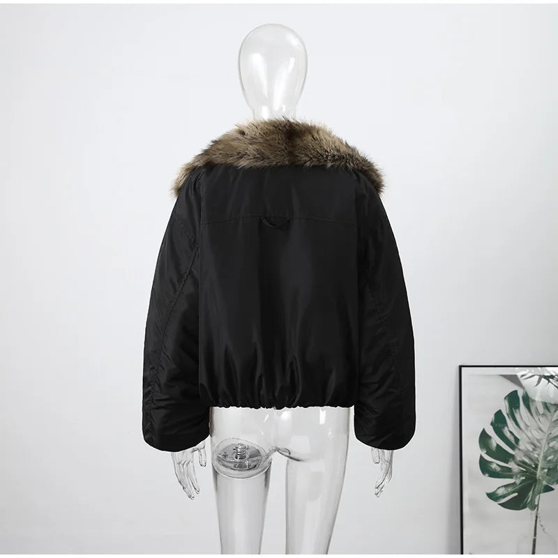 Warm Faux Fur Patchwork Belt Coats Women Lapel Full Sleeve Lace Up Black Jackets 2026 Winter Lady Fashion Street Outwears