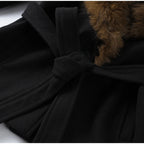 Warm Faux Fur Patchwork Belt Coats Women Lapel Full Sleeve Lace Up Black Jackets 2026 Winter Lady Fashion Street Outwears