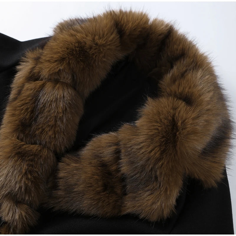 Warm Faux Fur Patchwork Belt Coats Women Lapel Full Sleeve Lace Up Black Jackets 2026 Winter Lady Fashion Street Outwears